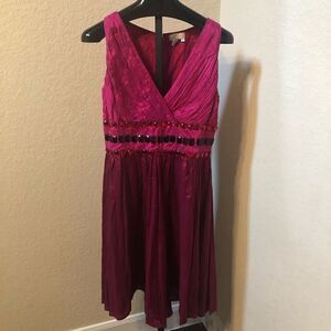Spiegel fuchsia dress with gemstones in waistline